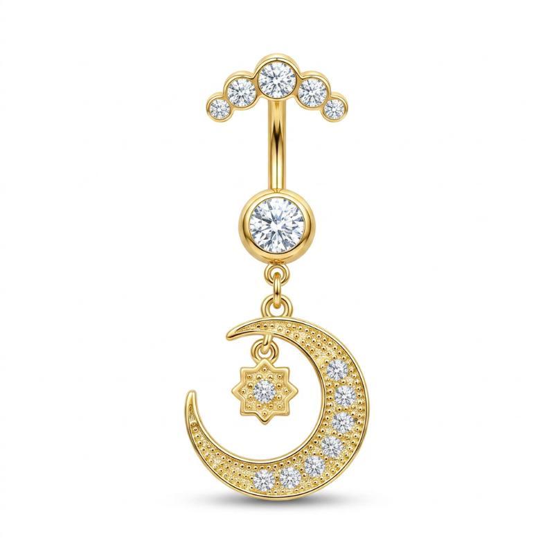 Body Jewelry Belly Button Rings - 5 adet moda Rhinestones göbek halkaları
