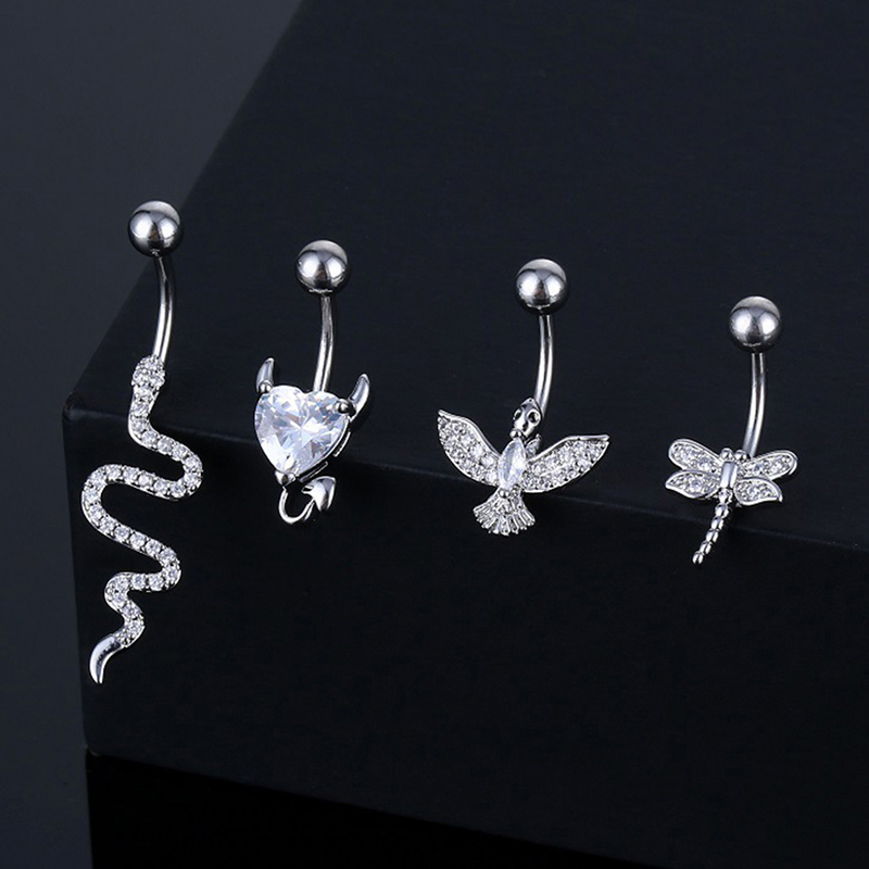 Body Jewelry Belly Button Rings - Kristal göbek göbek piercingi hayvan şekli