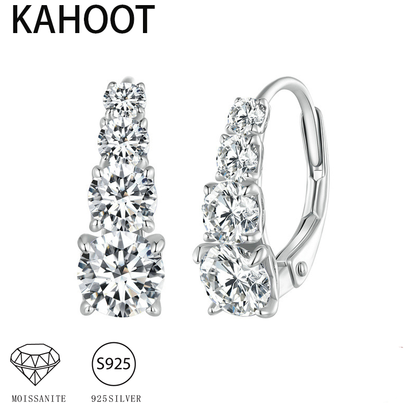 Body Jewelry Diamond - S925 Gümüş 1.8CT Mozanit Küpe Saplama