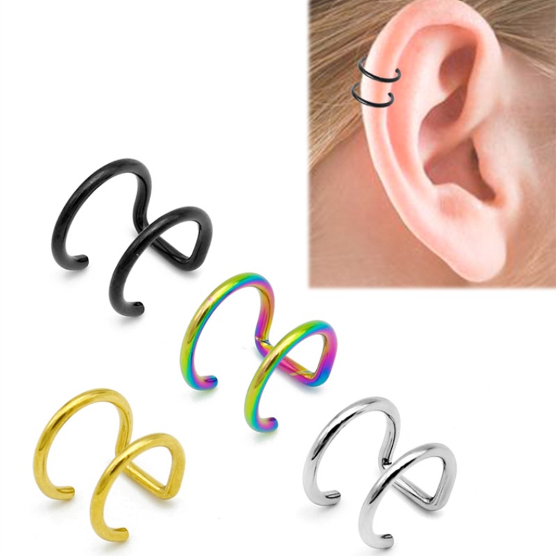 Body Jewelry And Earrings - 2 Adet 316L Paslanmaz Çelik Klipsli