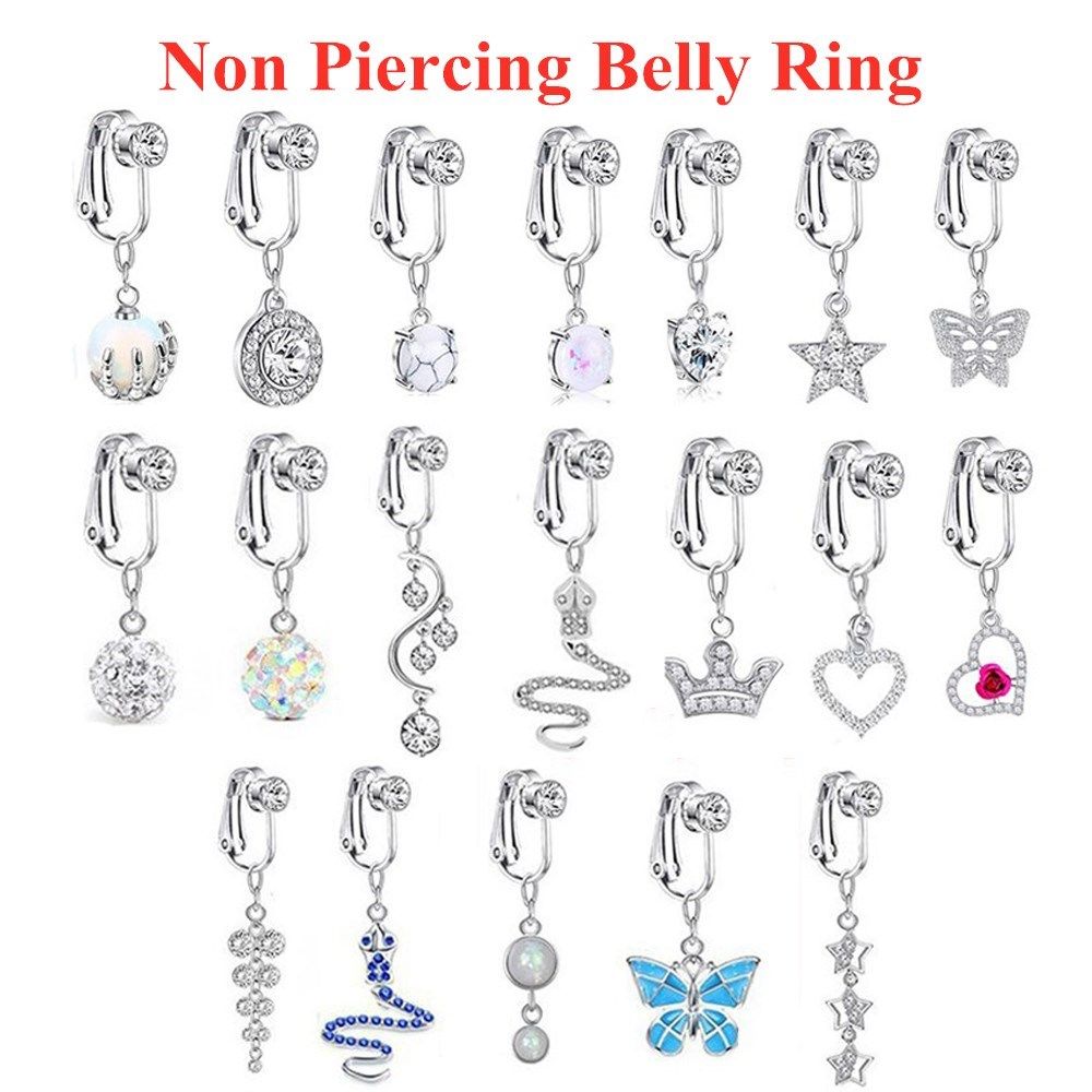 Body Jewelry Belly Button Rings - Plaj Aksesuarları Delici Olmayan Klipsli Küpe