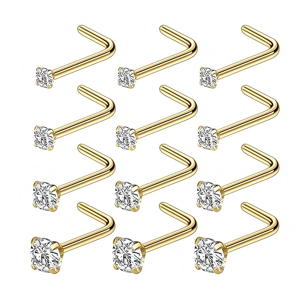 Body Jewelry Diamond - 12 Parça Tam Set 316L Hipoalerjenik