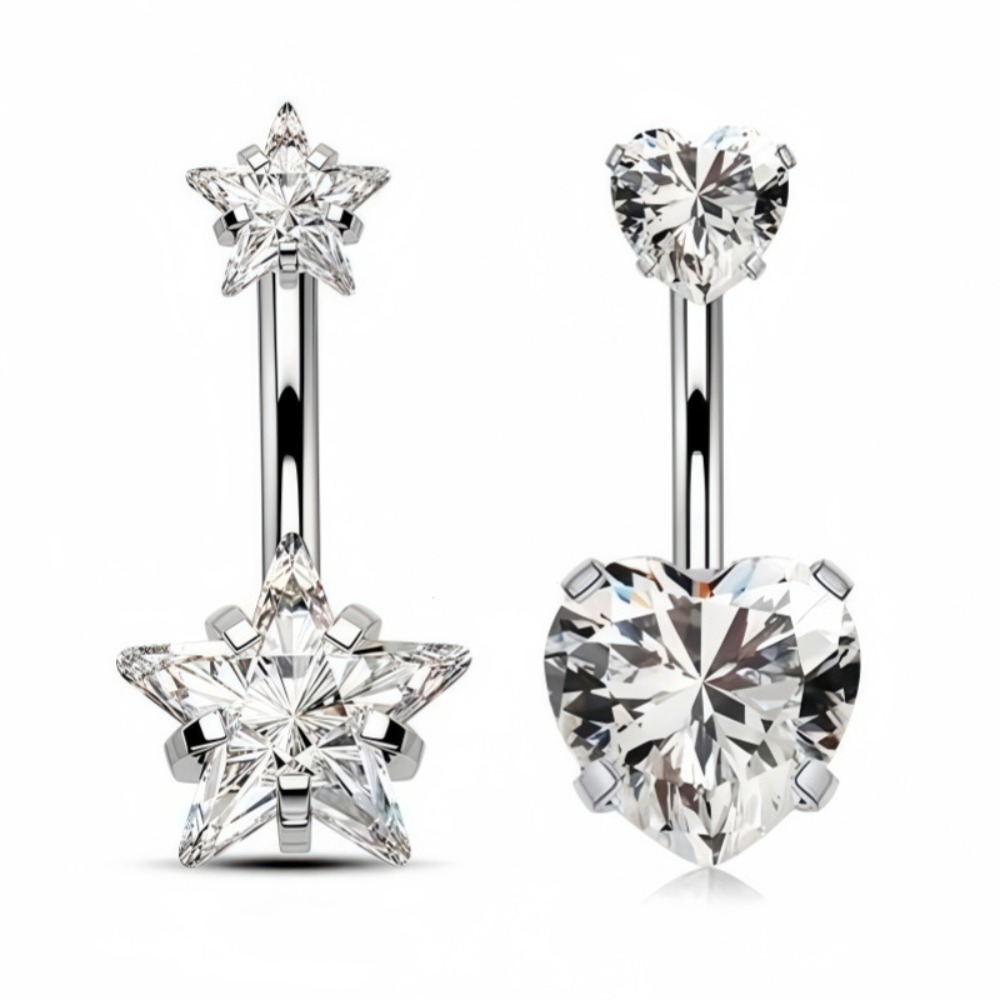 Kalp Yuvarlak Çift Kafa Zirkon - Body Jewelry Belly Button Rings incelemesi ve fiyatı