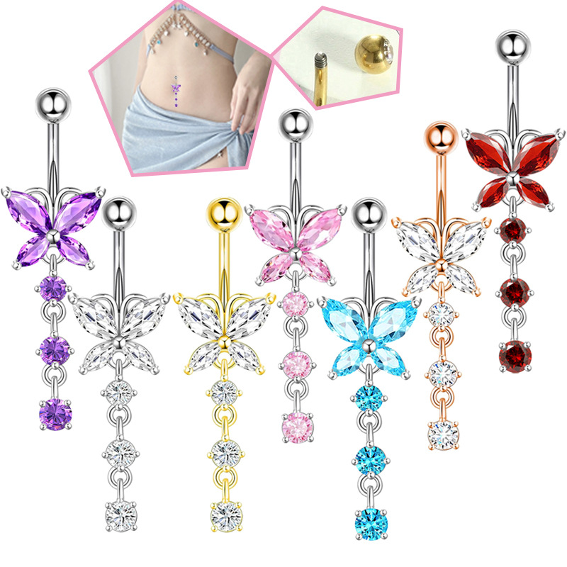 14GA Altın Kelebek ve Sarkan Ç - Body Jewelry Belly Button Rings incelemesi ve fiyatı