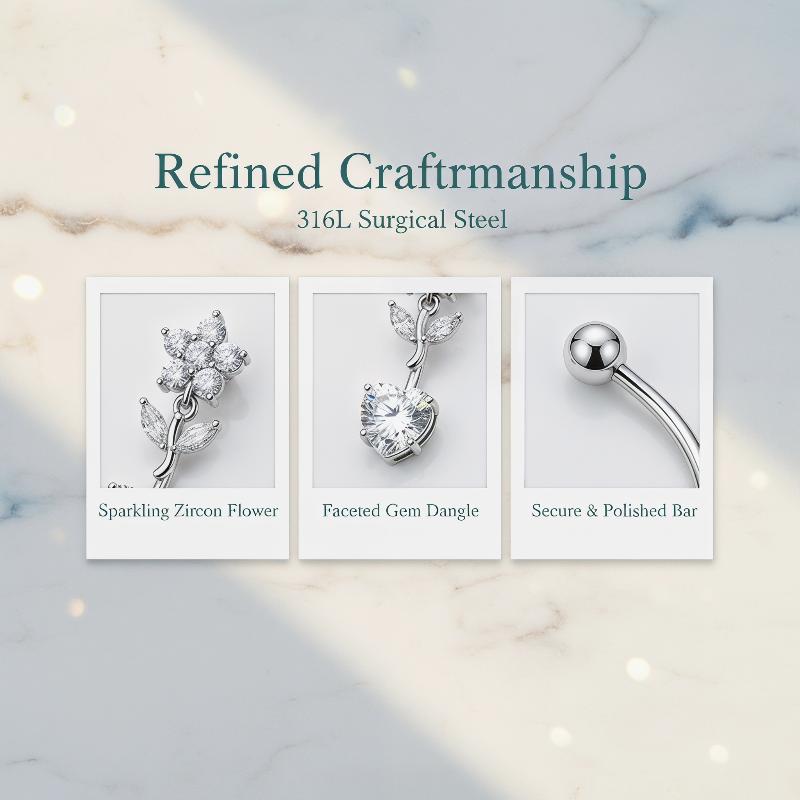 Çiçek göbek deliği halkası par - Body Jewelry Belly Button Rings incelemesi ve fiyatı